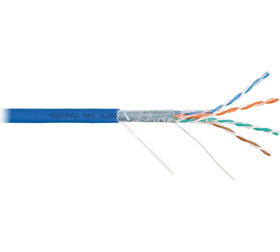 Изображение товара Кабель NIKOMAX F/UTP 4 пары, Кат.5e (Класс D), тест по ISO/IEC, 100МГц, одножильный, BC (чистая медь), 24AWG (0,51мм), полимерный материал нг(А)-HF, внутренний, синий, 305м NMC 4200C-BL