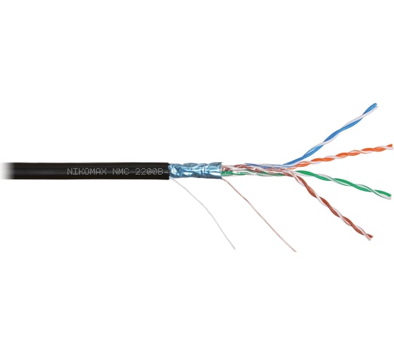 Изображение товара Кабель NIKOMAX F/UTP 4 пары, Кат.5e, одножил., медь, 0,50мм, ПЭ, внеш., черный, 305м NMC 2200B-BK