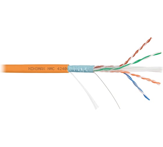 Изображение товара Кабель NIKOMAX F/UTP 4 пары, Кат.6 (Класс E), тест по ISO/IEC, 250МГц, одножильный, BC (чистая медь), 23AWG (0,55мм), полимерный материал нг(А)-HF, внутренний, оранжевый, 305м NMC 4240C-OR