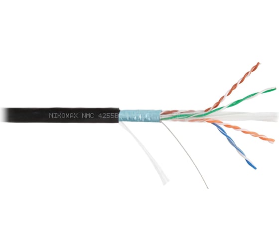 Изображение товара Кабель NIKOMAX F/UTP 4 пары, Кат.6a (Класс Ea), тест по ISO/IEC, 500МГц, одножильный, BC (чистая медь), 23AWG (0,57мм), полиэтилен, внешний, черный, 500м NMC 4255B-BK