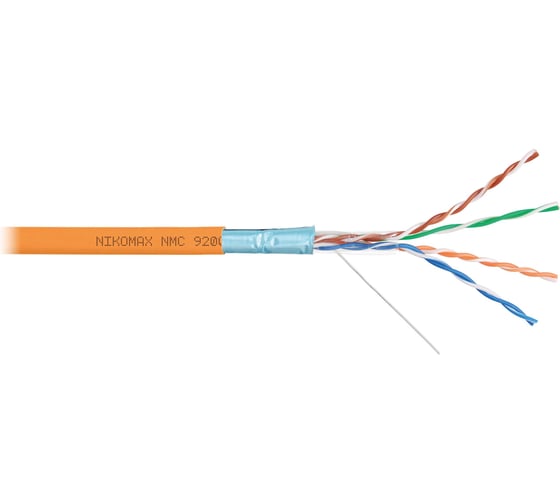 Изображение товара Кабель NIKOMAX F/UTP 4 пары, Кат.5e (Класс D), тест по ISO/IEC, 100МГц, одножильный, BC (чистая медь), 24AWG (0,52мм), полимерный материал нг(А)-HF, внутренний, оранжевый, 305м NMC 9200C-OR