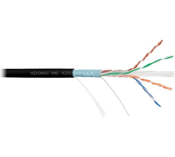 Изображение товара Кабель NIKOMAX F/UTP 4 пары, Кат.6a (Класс Ea), тест по ISO/IEC, 500МГц, одножильный, BC (чистая медь), 23AWG (0,57мм), полимерный материал нг(А)-HF, внутренний/внешний, черный, 500м NMC 4255C-BK