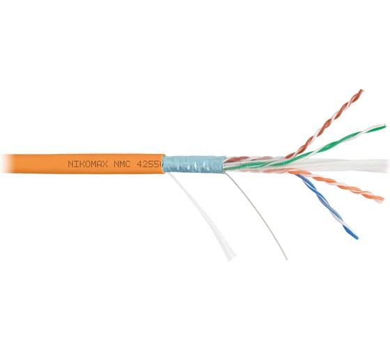 Изображение товара Кабель NIKOMAX F/UTP 4 пары, Кат.6a (Класс Eа), тест по ISO/IEC, 500МГц, одножильный, BC (чистая медь), 23AWG (0,57мм), полимерный материал нг(А)-HF, внутренний, оранжевый, 500м NMC 4255C-OR