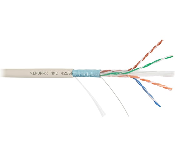 Изображение товара Кабель NIKOMAX F/UTP 4 пары, Кат.6a (Класс Eа), тест по ISO/IEC, 500МГц, одножильный, BC (чистая медь), 23AWG (0,57мм), полимерный материал нг(А)-LSLTx, внутренний, светло-серый, 500м NMC 4255L-IY