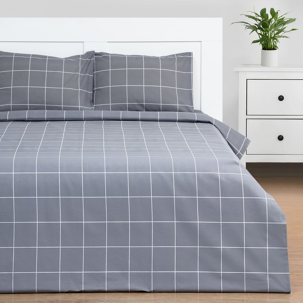 Изображение товара Комплект постельного белья Этель евро клетка серый 200х215 220х240 50х70