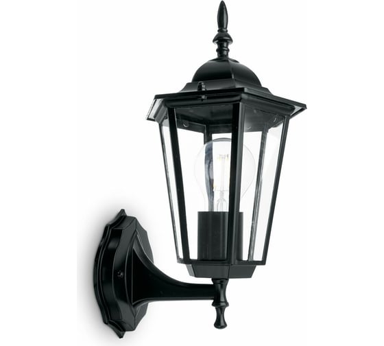 Изображение товара Садово-парковый светильник FERON 6101/PL6101 шестигранный на стену вверх 60W E27 230V, черный 11052