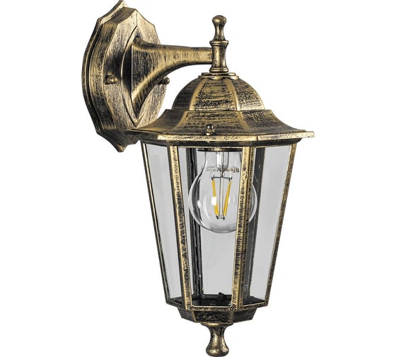 Изображение товара Садово-парковый светильник FERON 6202/PL6202 шестигранный на стену вниз 100W E27 230V, черное золото 11137