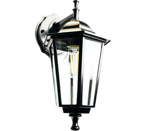 Изображение товара Садово-парковый светильник FERON 6102/PL6102 шестигранный на стену вниз 60W E27 230V, черный 11054