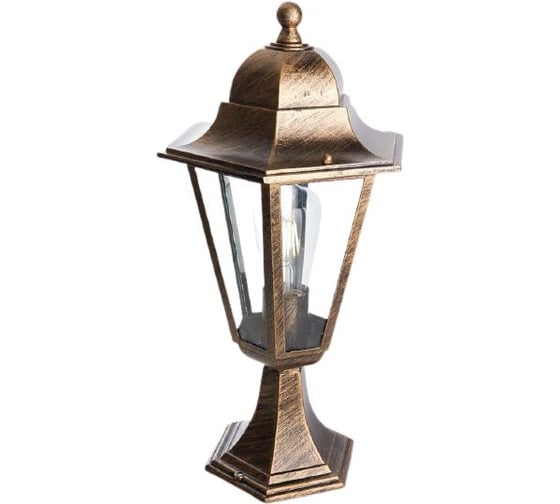 Изображение товара Садово-парковый светильник FERON 6204/PL6204 шестигранный на постамент 100W E27 230V, черное золото 11141