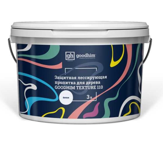 Изображение товара Защитная лессирующая пропитка для дерева Goodhim TEXTURE 110 белый, 3 л 58749
