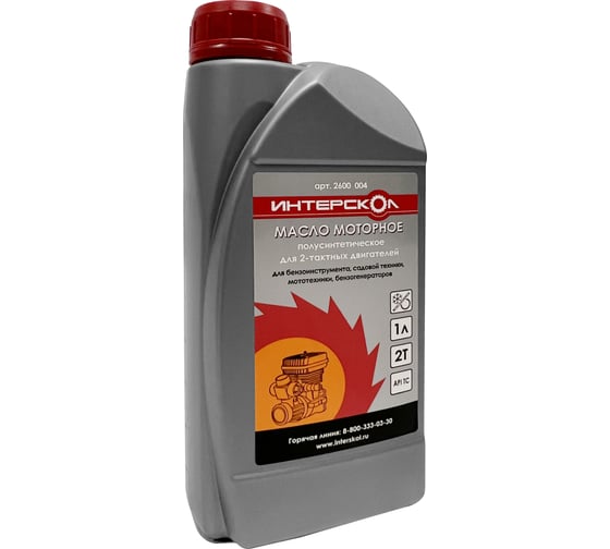 Изображение товара Масло для 2-х тактных двигателей 1 л, полусинтетика Интерскол 2600 004