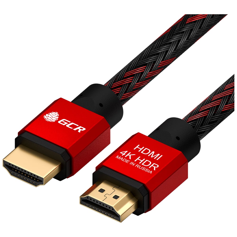 фото Кабель hdmi 2.0 gcr 2.0m bicolor нейлон, al корпус красный viv51i490