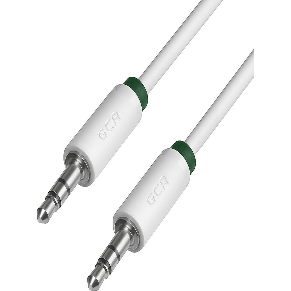 фото Кабель аудио jack 3,5mm*2 m/m gcr 3.0m белый, зелёная окантовка vivavic1662-3.0m