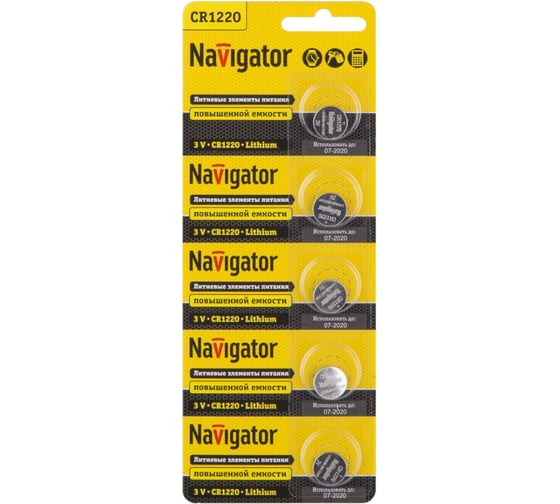 Изображение товара Элемент питания Navigator 94 778 NBT-CR1220-BP5 5 шт 94778