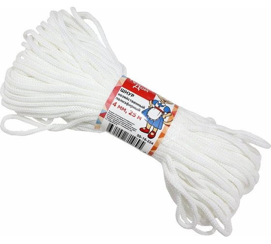 Изображение товара Хозяйственный шнур КОШКИН ДОМ, D 4 мм, L 25 м, полиэфирный 50-16-224