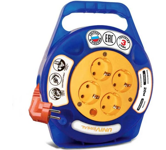 Изображение товара Удлинитель на катушке UNIVersal У10-015 термо ПВС 3*0,75 20м 9633906 1672