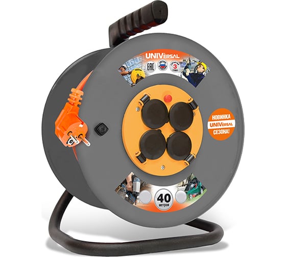 Изображение товара Удлинитель на катушке UNIVersal ВЕМ-250 IP-44 термо ПВС 3*1 40м 9632932 1684