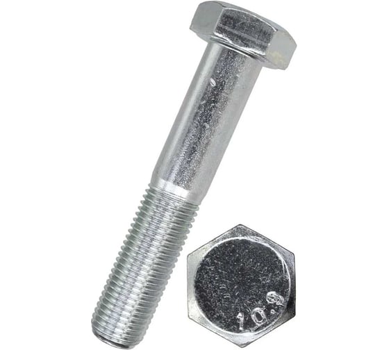 Изображение товара Болт ZAMETAL М10x90x10.9 DIN 960, шаг 1.25, цинк, 100 шт. ZA074292