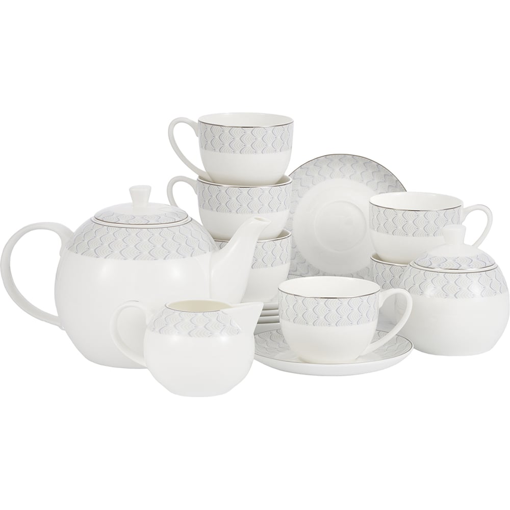 Изображение товара Чайный сервиз Gipfel Caroline 15 предметов Костяной фарфор Белый узор