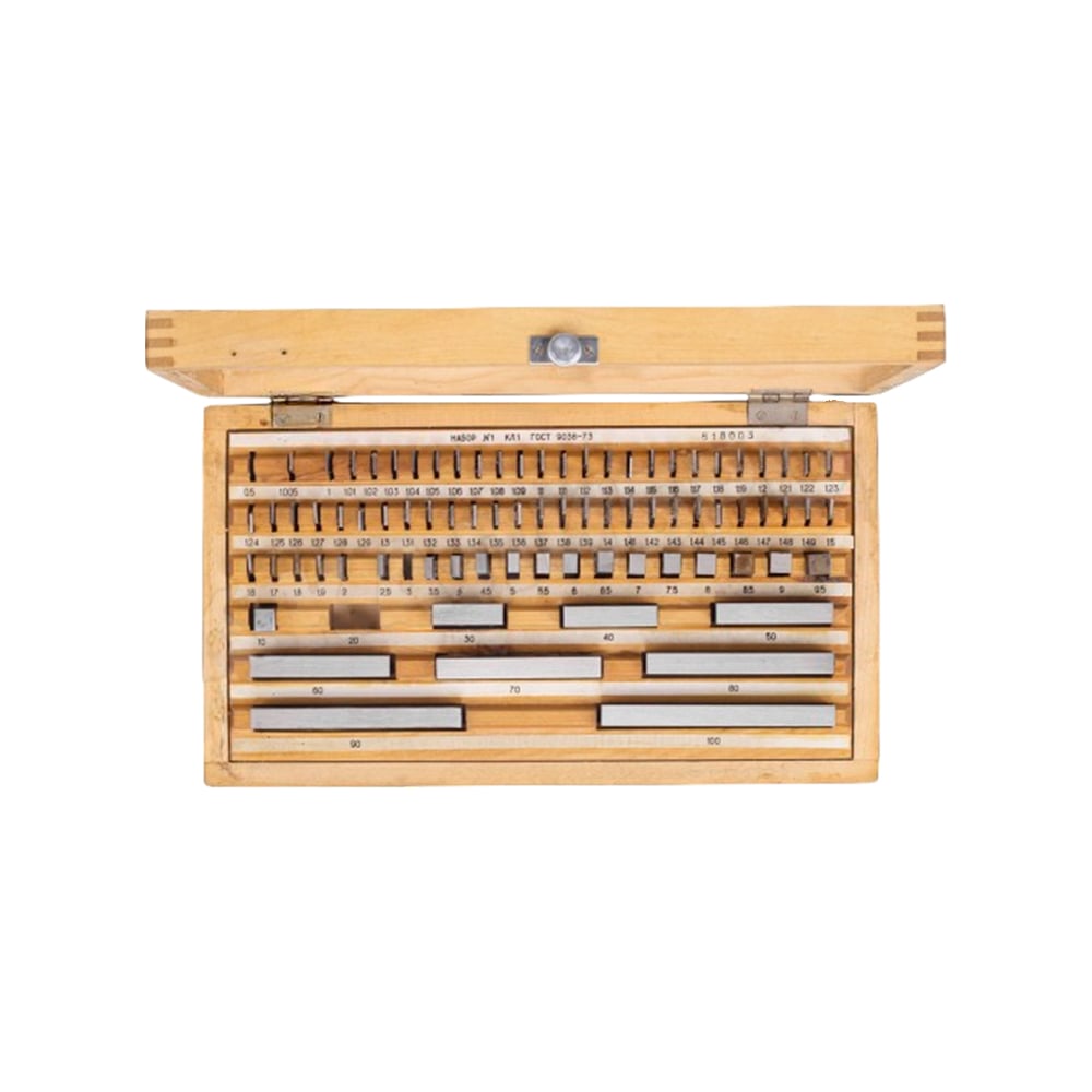 Изображение товара Меры концевые 0. 5-100 мм, 83 шт, сталь, класс точности 2