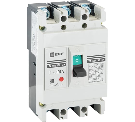 Изображение товара Автоматический выключатель EKF PROxima ВА-99М 100/100А, 3P, 35кА mccb99-100-100m