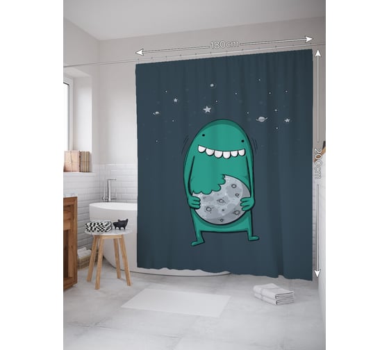 Изображение товара Штора занавеска для ванной тканевая JOYARTY Монстрик с печеньем 180x200 см, серия Новый год и Рождество sc_80681
