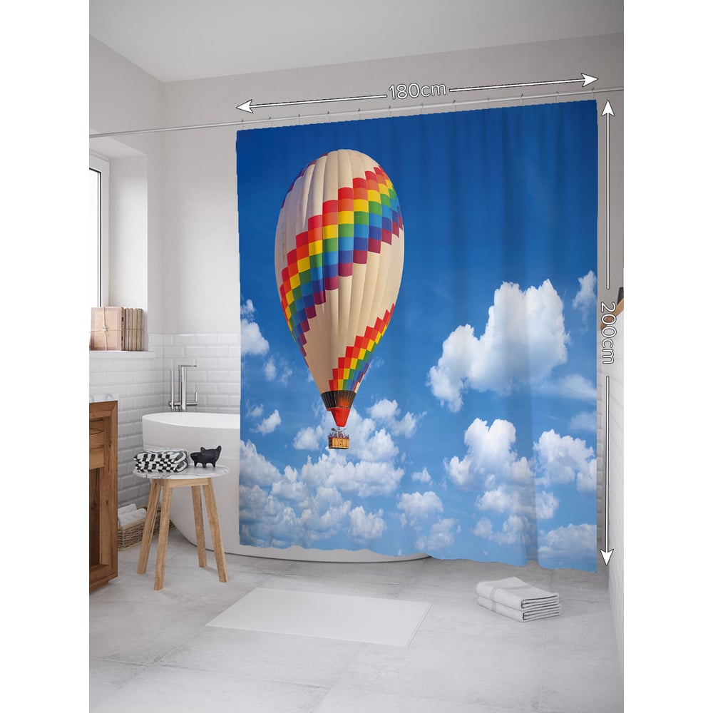 Изображение товара Штора для ванной JOYARTY Воздушный шар среди облаков 180x200 см
