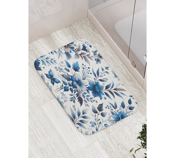 Изображение товара Коврик для ванной комнаты и туалета противоскользящий JOYARTY Мотивы гжели 52x77 см bath_sd1641