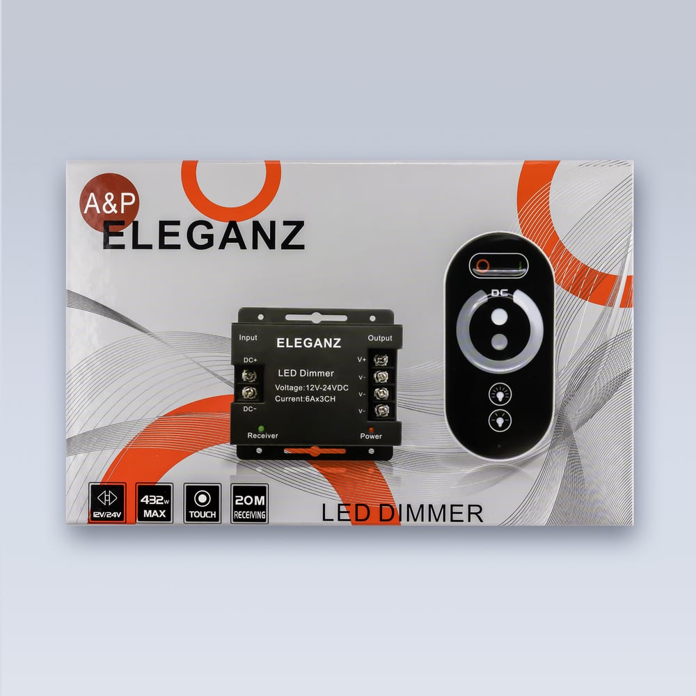 Изображение товара Диммер Eleganz 18A 12/24V Сенсорный TOUCH для монохромной ленты