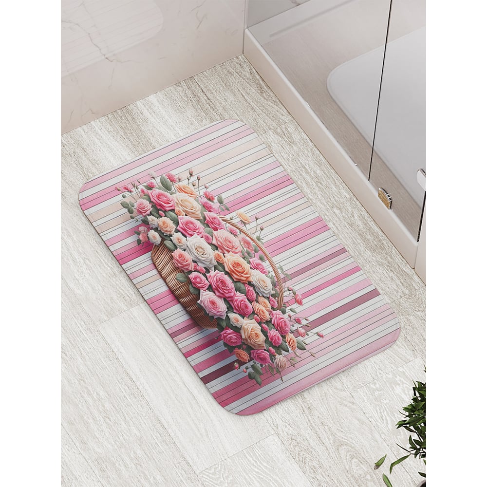 Изображение товара Противоскользящий коврик для ванной комнаты JOYARTY 52x77 см с рисунком цветов