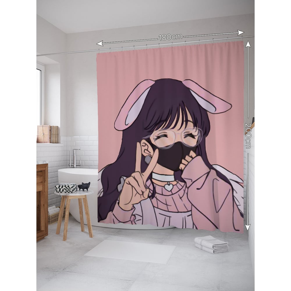 Изображение товара Штора занавеска для ванной JOYARTY Милашка в маске 180x200 см