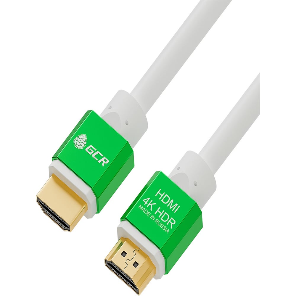 фото Кабель hdmi 2.0 gcr 0.5m белый al корпус зеленый hdr 4на2на2 viv51i296