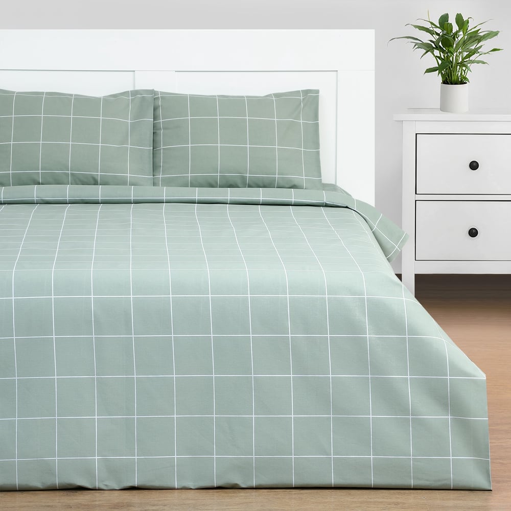 Изображение товара Комплект постельного белья Этель Клетка 1.5 спальный оливковый 143х215 50х70 см-2 шт бязь