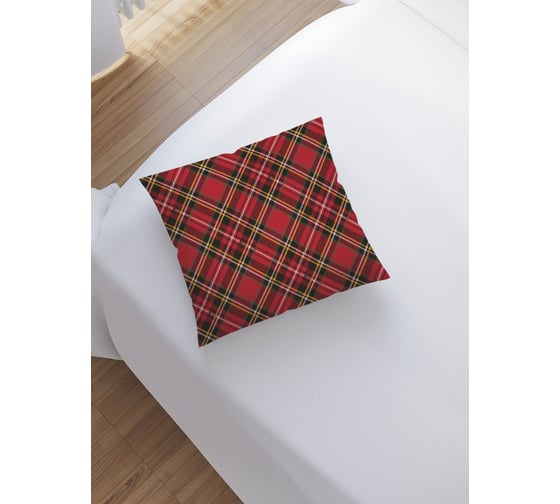 Изображение товара Наволочка декоративная JoyArty на молнии, чехол на подушку Красная классическая клетка 45x45 см sl_31138