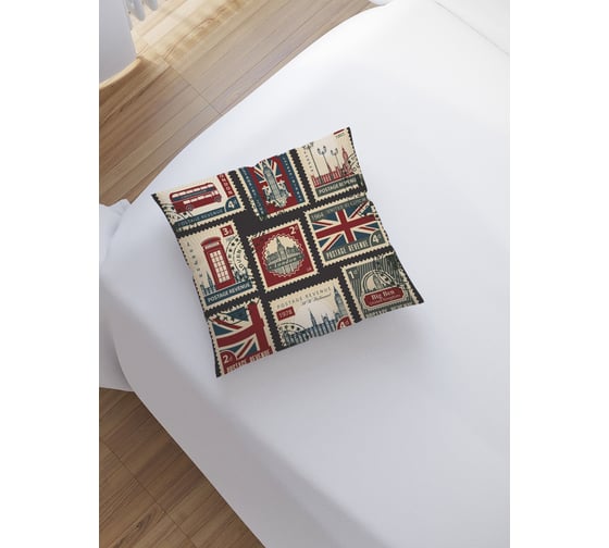 Изображение товара Наволочка декоративная JoyArty на молнии, чехол на подушку Английские марки 45x45 см sl_2855