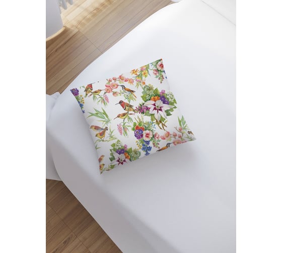 Изображение товара Наволочка декоративная JoyArty на молнии, чехол на подушку Композиции цветов и птичек 45x45 см sl_28152