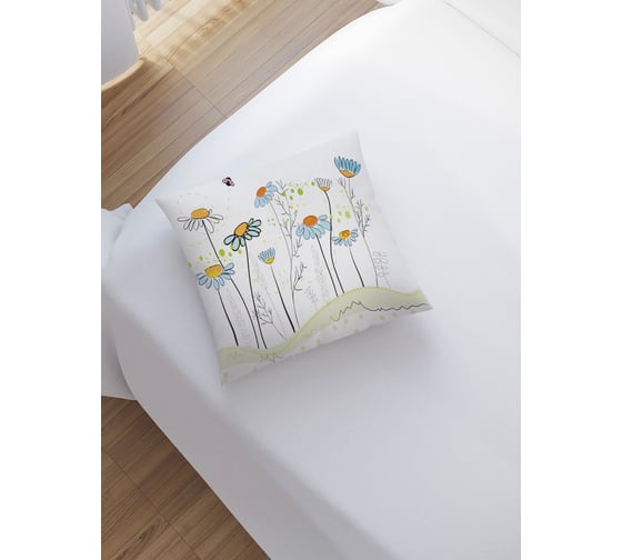 Изображение товара Наволочка декоративная JoyArty на молнии, чехол на подушку Ряд ромашек 45x45 см sl_27810