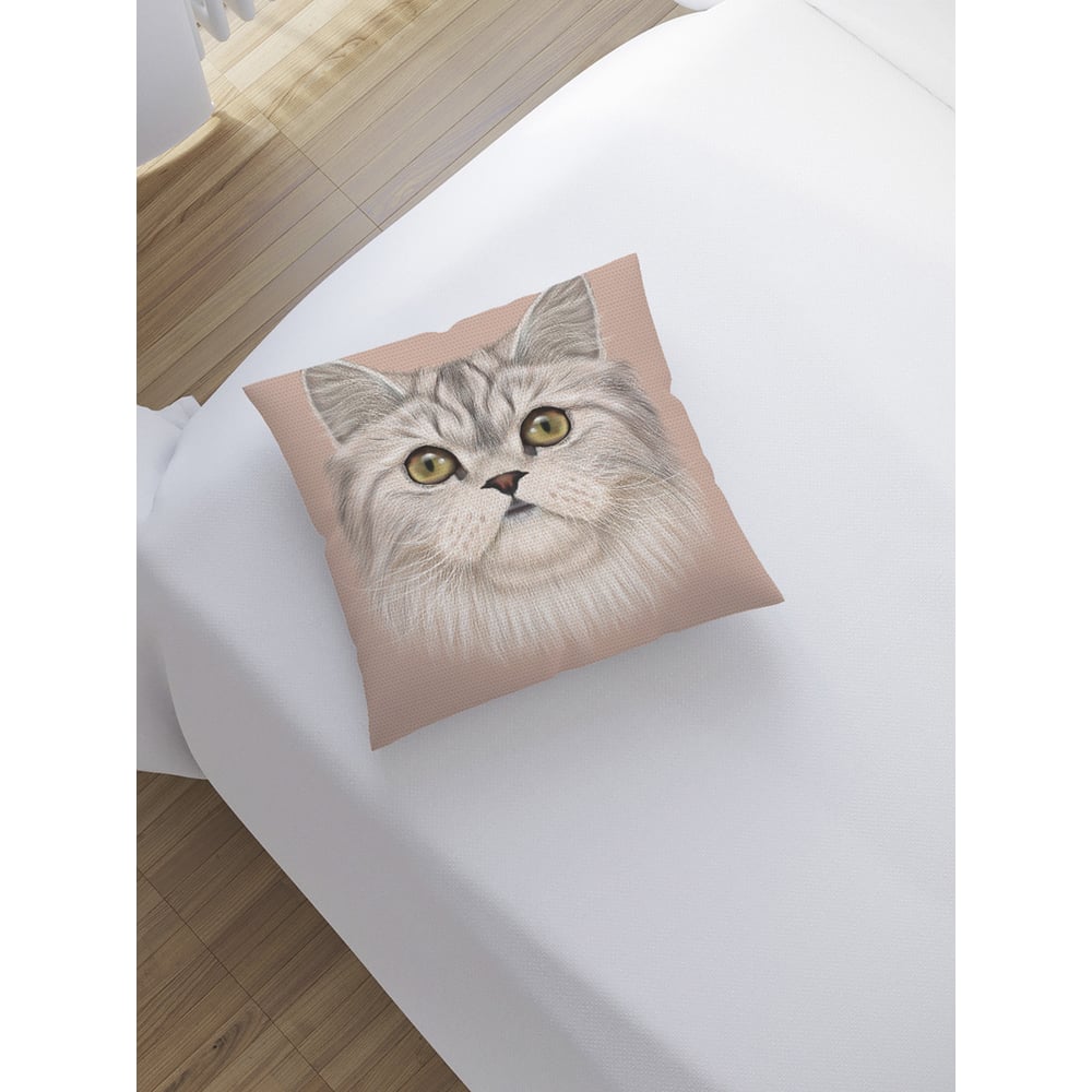 Изображение товара Декоративная наволочка JoyArty 45x45 см на молнии стиль кот с цветами