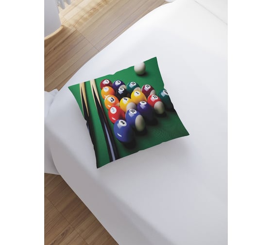 Изображение товара Наволочка декоративная JoyArty на молнии, чехол на подушку Бильярдный набор 45x45 см sl_9906
