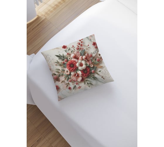 Изображение товара Наволочка декоративная JoyArty на молнии, чехол на подушку Цветы на мраморе 45x45 см sl_429923