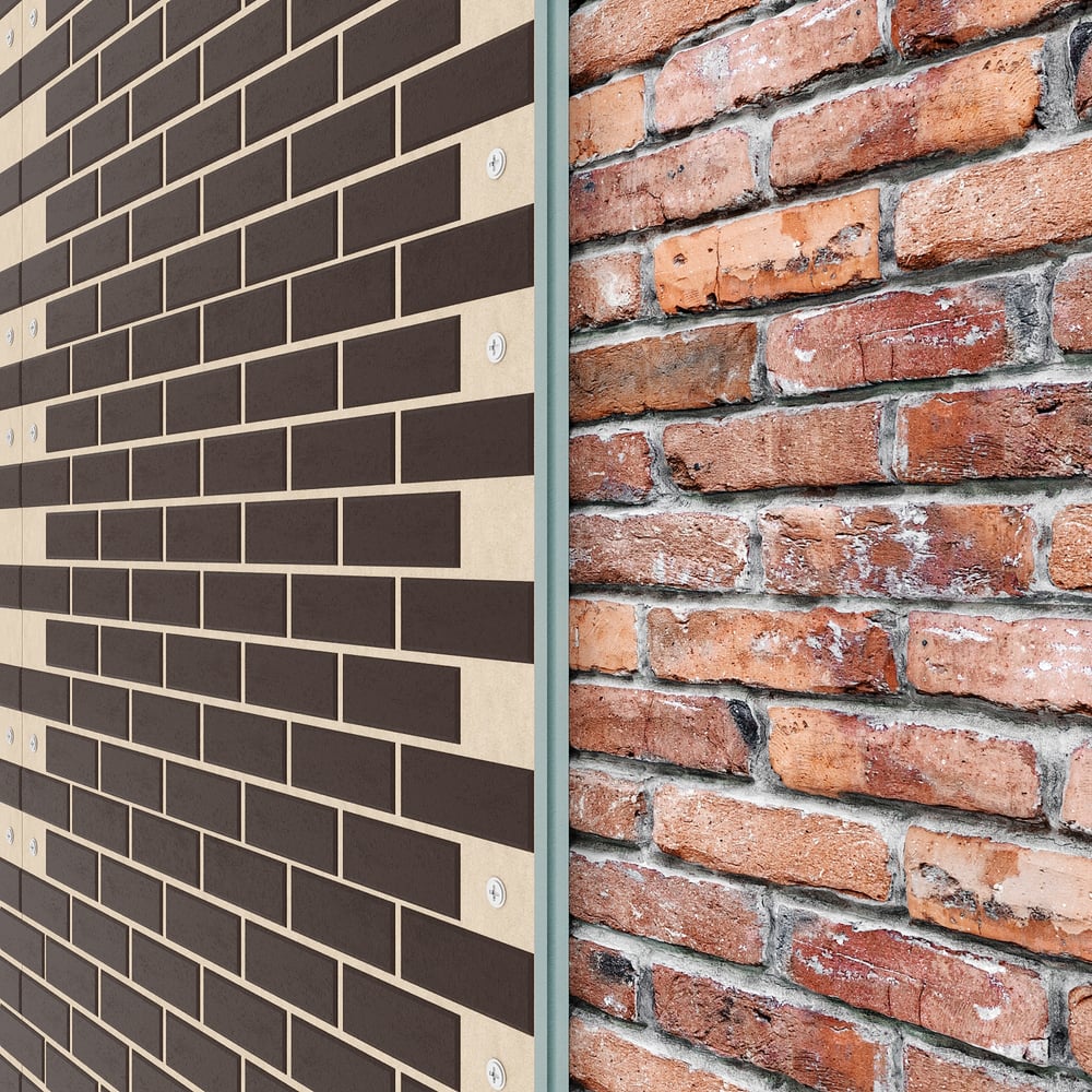 Изображение товара Фасадная панель Teplofom+ с финишной отделкой цвет "Шоколад" подложка "Слоновая кость" 1250x600x50 мм, упаковка 2 шт. П012К008Т50/2