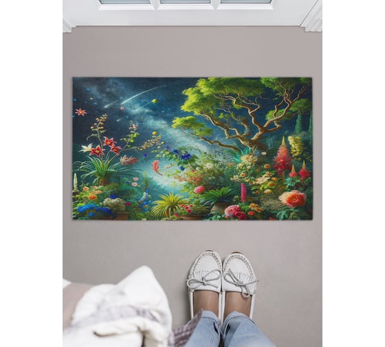 Изображение товара Коврик придверный в прихожую JOYARTY с принтом "Вселенная цветов", 45х75 см door_sd1390