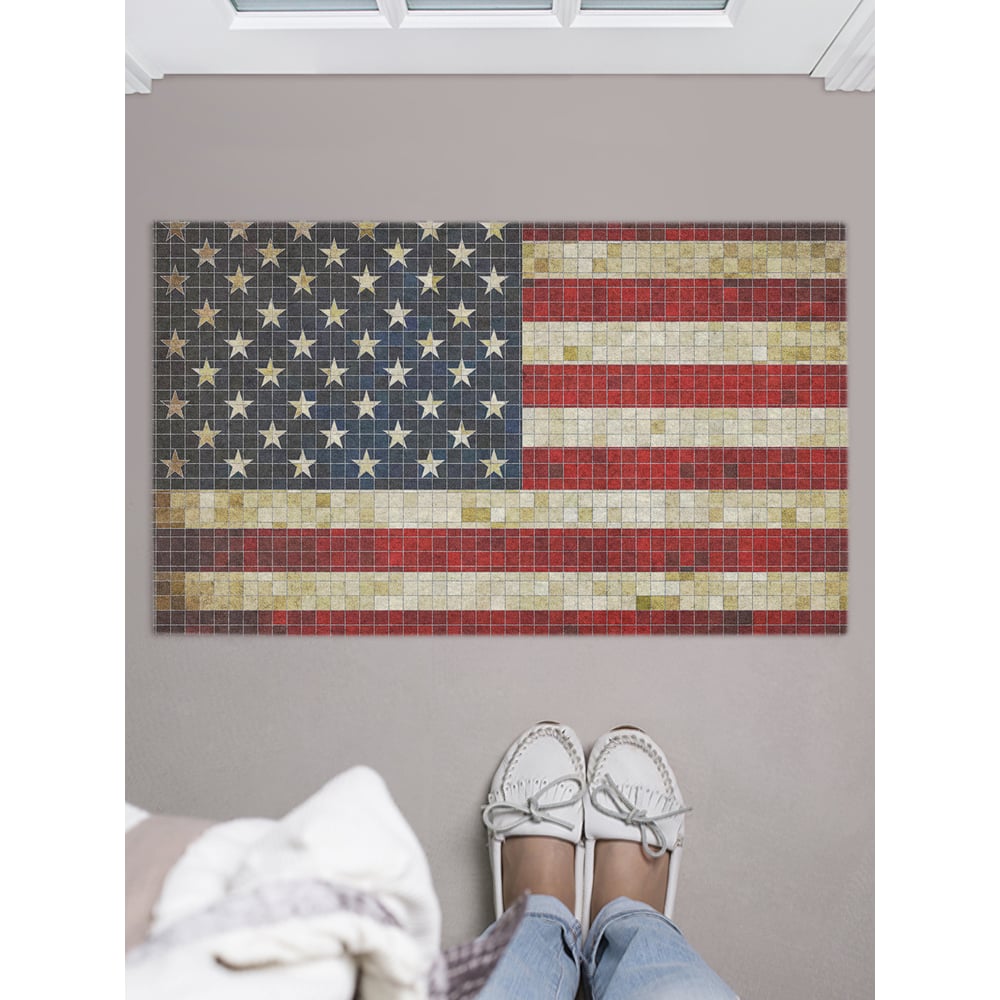 Изображение товара Коврик придверный JOYARTY Мозаичный флаг Америки 45х75 см