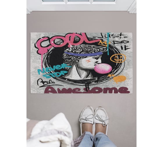 Изображение товара Коврик придверный в прихожую JOYARTY с принтом "Граффити Давид", 45х75 см door_385299