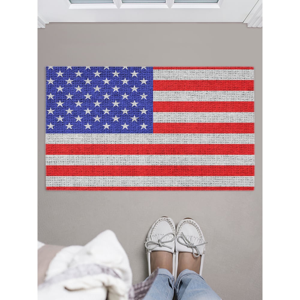 Изображение товара Коврик придверный в прихожую JOYARTY с вышитым флагом 45х75 см