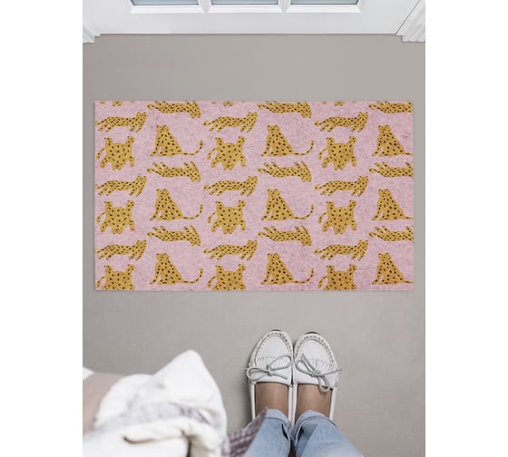 Изображение товара Коврик придверный в прихожую JOYARTY с принтом "Забавные леопарды", 45х75 см door_385251