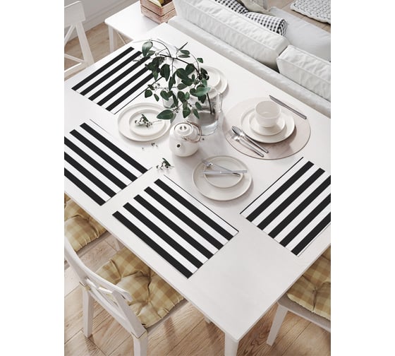 Изображение товара Салфетки на стол для сервировки JOYARTY прямоугольные, плейсмат "Горизонтальный контраст полос", 32x46 см, в комплекте 4 шт. np_94528
