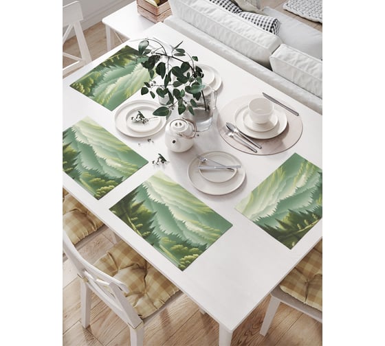 Изображение товара Салфетки на стол для сервировки JOYARTY прямоугольные, плейсмат "Природа гор", 32x46 см, в комплекте 4 шт. np_sd1946