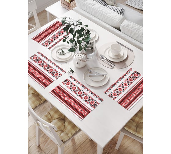 Изображение товара Салфетки на стол для сервировки JOYARTY прямоугольные, плейсмат "Самобытность паттерна", 32x46 см, в комплекте 4 шт. np_52795