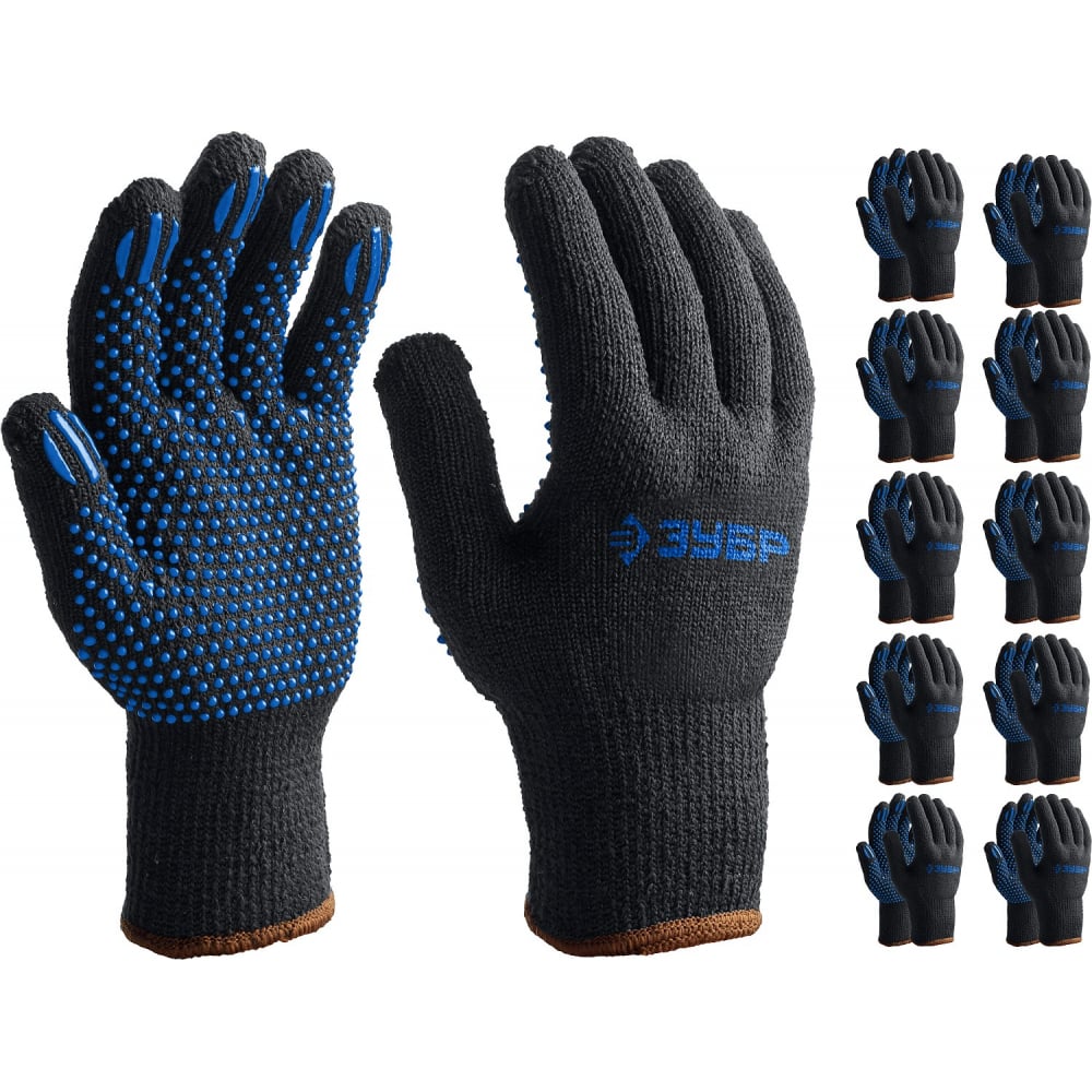 Трикотажные утепленные перчатки ЗУБР перчатки утепленные износостойкие двухслойные зубр арктика 11469 xl пара